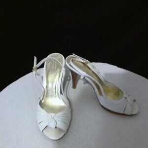 Audrey Brooke White Slingback Pumps